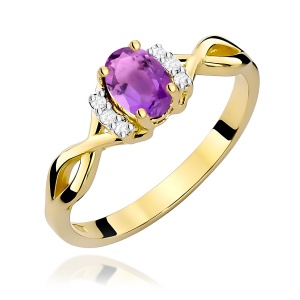 Pierścionek W0019 Ametyst 0,40ct żółte złoto