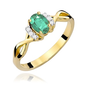 Pierścionek W0019 Szmaragd 0,40ct żółte złoto