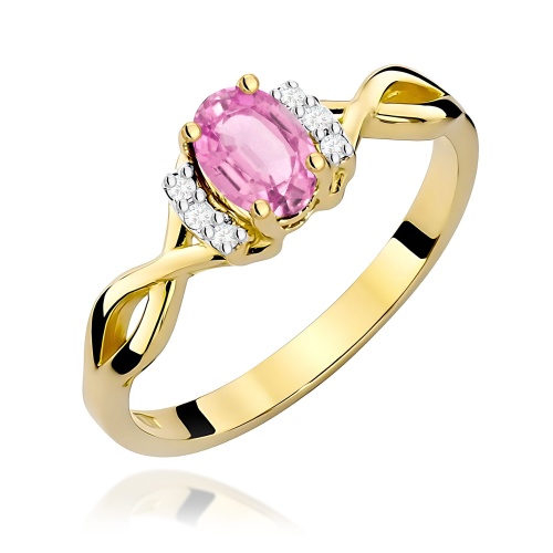 Pierścionek W0019 Różowy Szafir 0,45ct żółte złoto