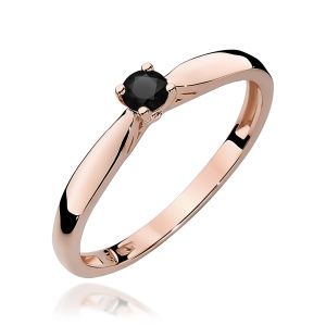 Pierścionek W0045 Czarny Diament 0,12ct różowe złoto