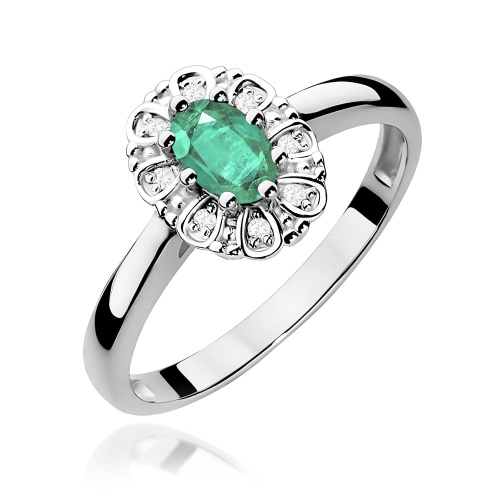 Ring W0304 Smaragd 0,40ct Weißgold