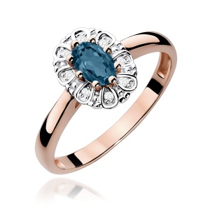 Pierścionek W0304 Topaz London Blue 0,50ct różowe złoto
