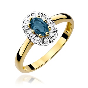 Pierścionek W0304 Topaz London Blue 0,50ct żółte złoto