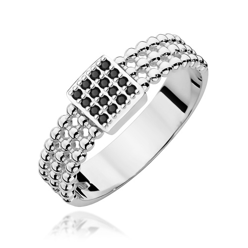 Bague W0353 avec diamants noirs Or blanc