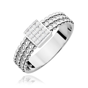 Pierścionek W0353 z diamentami białe złoto