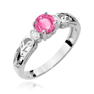 Pierścionek W0014 Różowy Topaz 0,60ct białe złoto