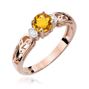 Pierścionek W0014 Cytryn 0,50ct różowe złoto