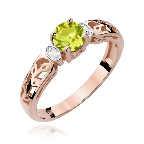 Žiedas W0014 Olivinas 0,60ct Rožinis auksas