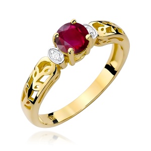 Pierścionek W0014 Rubin 0,60ct żółte złoto