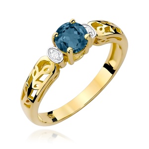 Pierścionek W0014 Topaz London Blue 0,50ct żółte złoto