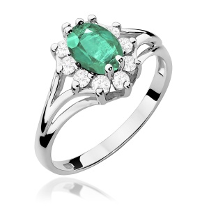 Pierścionek W0037 Szmaragd 0,80ct białe złoto