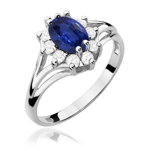 Pierścionek W0037 Szafir 0,90ct białe złoto