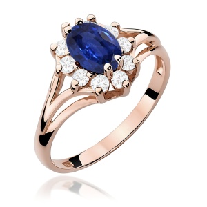 Pierścionek W0037 Szafir 0,90ct różowe złoto