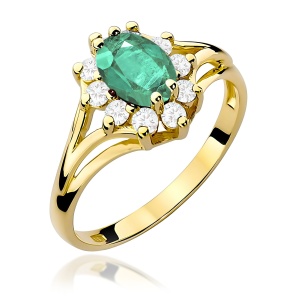 Pierścionek W0037 Szmaragd 0,80ct żółte złoto