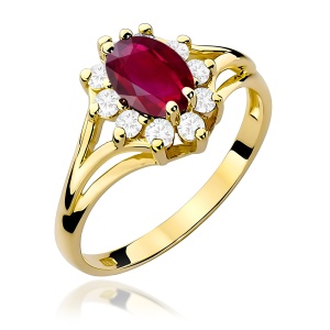 Pierścionek W0037 Rubin 1,00ct żółte złoto