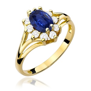 Pierścionek W0037 Szafir 0,90ct żółte złoto