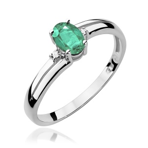 Pierścionek W0068 Szmaragd 0,40ct białe złoto
