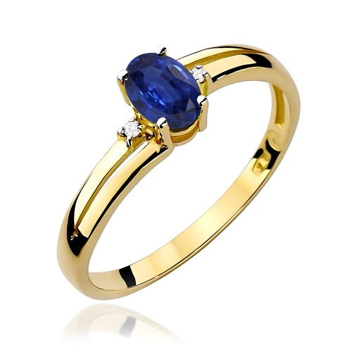 Pierścionek W0068 Szafir 0,70ct żółte złoto