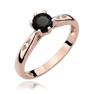 Pierścionek W0074 Czarny Diament 0,50ct różowe złoto