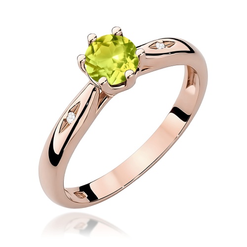 Žiedas W0074 Olivinas 0,60ct Rožinis auksas