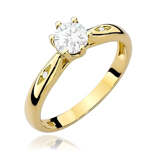 Pierścionek W0074 Biały Szafir 0,60ct żółte złoto