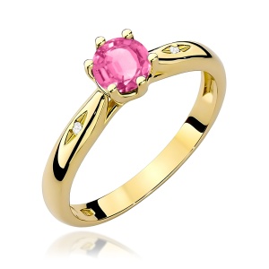 Pierścionek W0074 Różowy Topaz 0,60ct żółte złoto