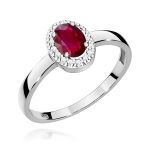 Pierścionek W0330 Rubin 0,60ct białe złoto 375