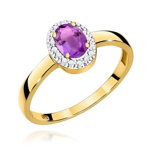 Pierścionek W0330 Ametyst 0,40ct żółte złoto 375
