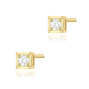 Kolczyki K0581 Diament 2 x 0,03ct żółte złoto
