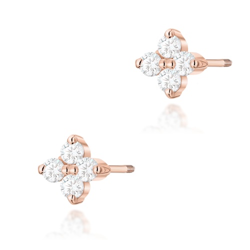 Boucles d’oreilles K0024 avec diamants Or rose Clou vissé
