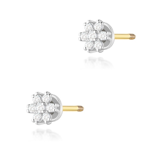 Boucles d’oreilles K0026 avec diamants Or jaune Clou vissé