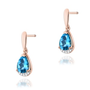 Kolczyki K0051 Topaz Swiss 2 x 1,40ct różowe złoto sztyft zakręcany