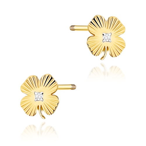 Boucles d’oreilles K0073 Diamant 2 x 0,005ct Or jaune Clou vissé