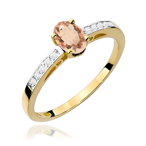 Pierścionek W067 Morganit 0,40ct żółte złoto