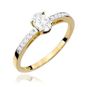 Pierścionek W0067 Biały Szafir 0,50ct żółte złoto