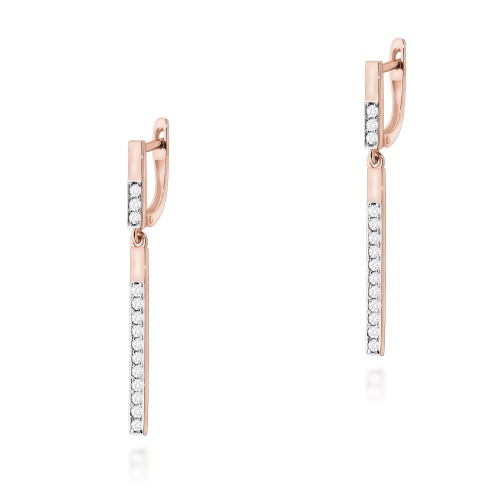 Cercei K0027 cu diamante AUR ROZ