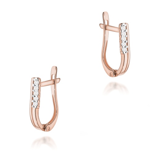 Cercei K0028 cu diamante AUR ROZ