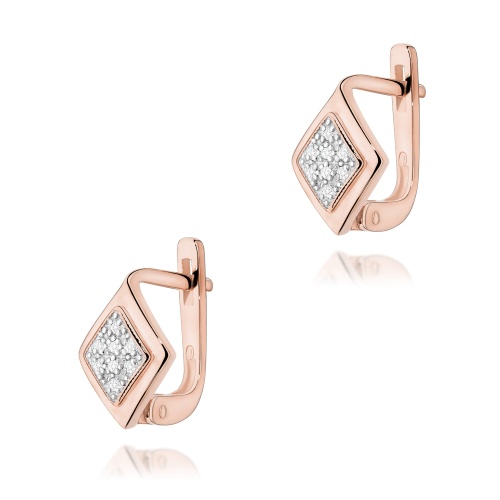 Kolczyki K0052 z diamentami różowe złoto