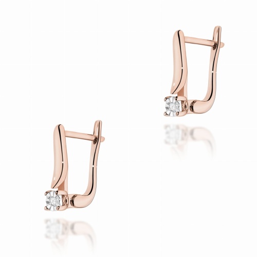 Kolczyki K0065 Diament 2 x 0,0086ct różowe złoto