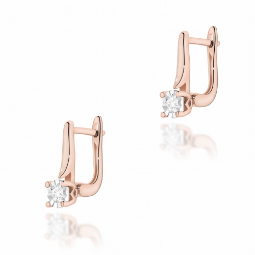 Kolczyki K0065 Diament 2 x 0,08ct różowe złoto