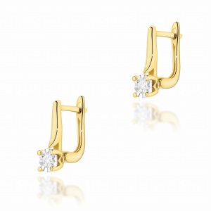 Kolczyki K0065 Diament 2 x 0,08ct żółte złoto