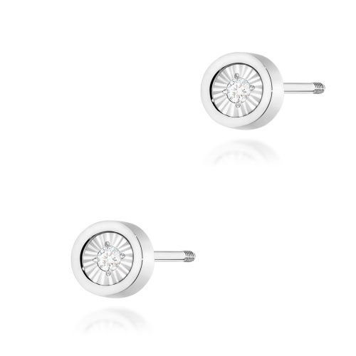 Kolczyki K0081 Diament 2 x 0,08ct białe złoto sztyft zakręcany