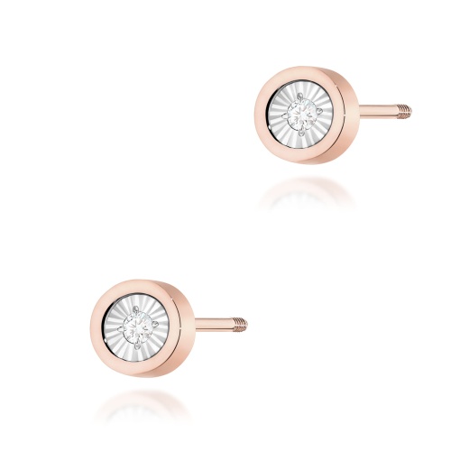 Kolczyki K0081 Diament 2 x 0,08ct różowe złoto sztyft zakręcany