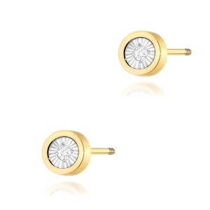 Kolczyki K0081 Diament 2 x 0,08ct żółte złoto sztyft zakręcany