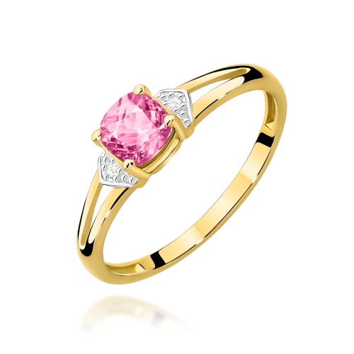 Pierścionek W0039 Różowy Topaz 0,65ct żółte złoto 375