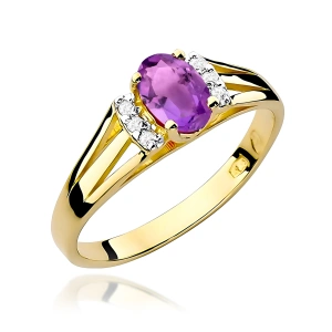 Pierścionek W0005 Ametyst 0,40ct żółte złoto