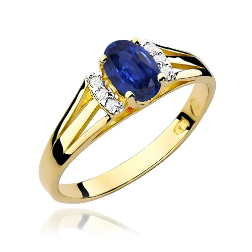 Pierścionek W0005 Szafir 0,70ct żółte złoto