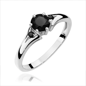 Pierścionek W0076 Czarny Diament 0,50ct białe złoto z czarnymi diamentami
