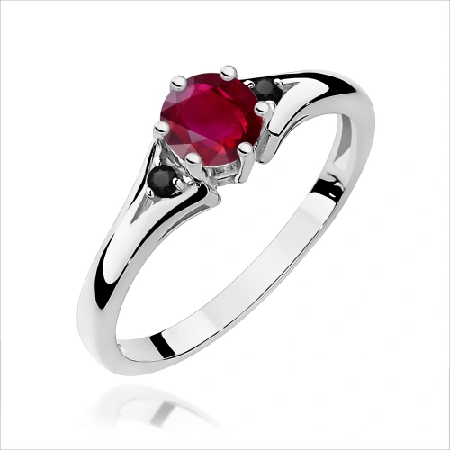 Gyűrű W0076 Rubin 0,60ct Fehér arany feketével Gyémántami