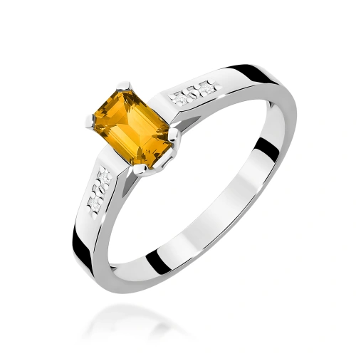 Pierścionek W0078 Cytryn 0,60ct białe złoto